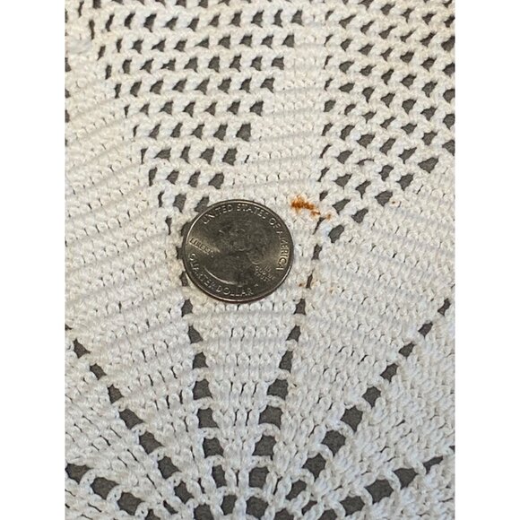 Handmade Crochet Doily with Pink & White Edging - 18 inches Diameter - Picture 2 of 6